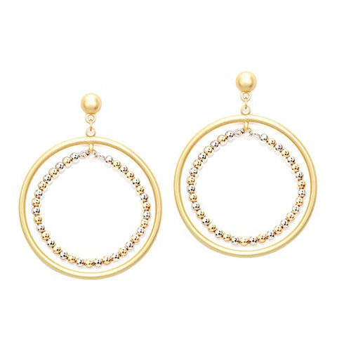 Pomina Beaded Circle Hoop Post Drop Earrings for Women