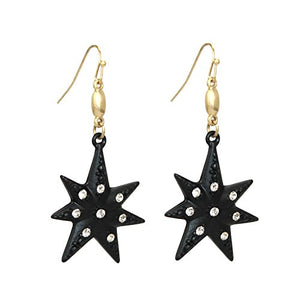 Pomina Black Star Dangling Drop Earrings
