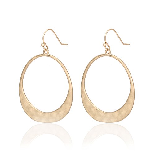 Pomina Hammered Geometric Circle Drop Earrings for Women
