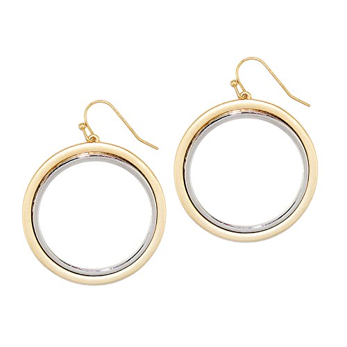 Pomina Geometric Two Tone Circle Drop Earrings