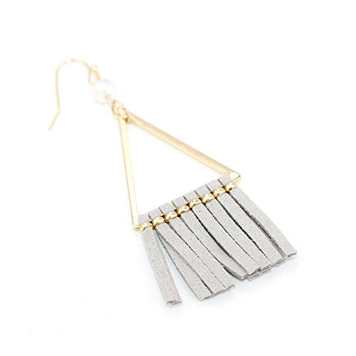 Pomina Frindge Suede Tassel on Triangle Drop Earrings