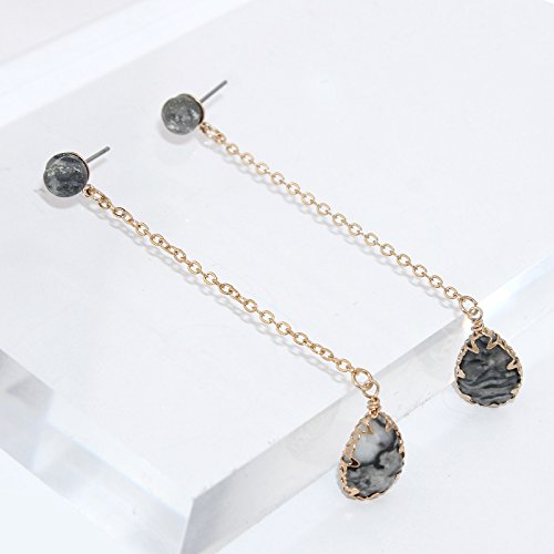 Pomina Natural Stone Linear Post Drop Earrings