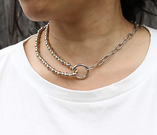 Pomina Bead Ball Multi Strand Fashion Statement Chain Necklace for Women Men Teens Girls