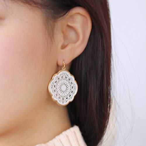 Pomina Colorful Floral Filigree Circle Teardrop Dangle Earrings for Women Teen Girls