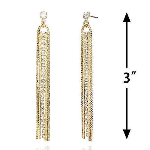 POMINA Gold Metal Chain Chandelier Long Tassel Dangle Earrings for Women Teen Girls Wedding Prom Party Earrings