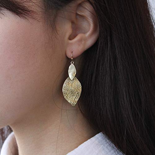 Pomina Gold Silver Filigree Leaf Chic Dangle Drop Earring for Women