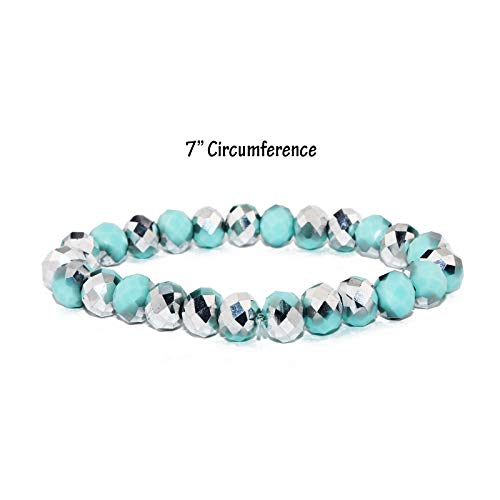 POMINA Hand Faceted Colored Crystal Glass Beaded Stretch Bracelet for Women Teen Girls