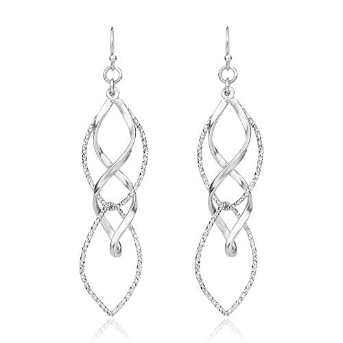 Pomina Mother's Day Spiral Twist Textured Wave Drop Earrings