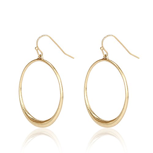 Pomina Worn Gold Tone Plated Polished Circle Drop Earrings