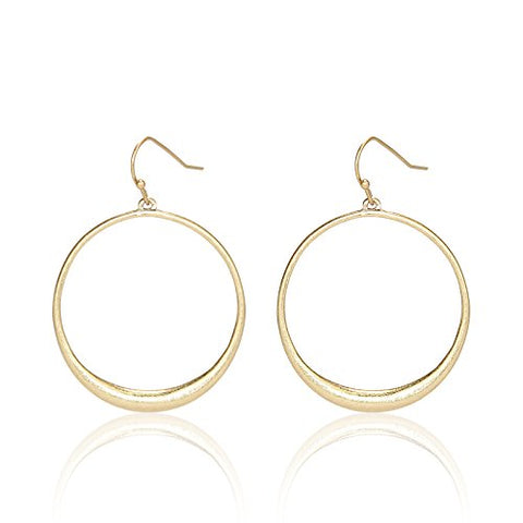Pomina Worn Gold Tone Plated Polished Circle Drop Earrings