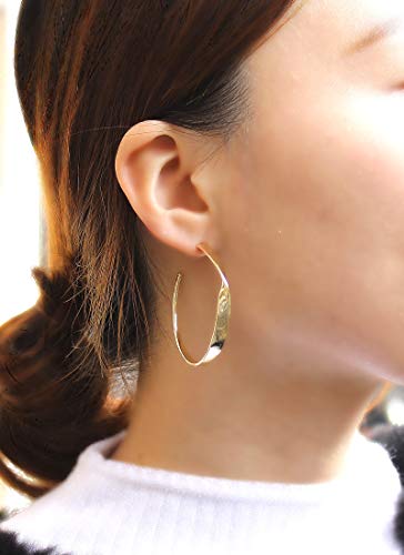 POMINA Gold Ribbon Twist Hoop Earrings for Women …