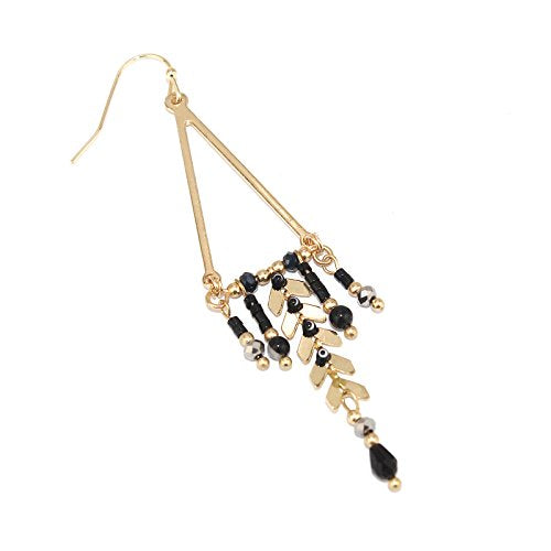 Pomina Mixed Beads and Evil Eye Hanging on Triangle Drop Earrings