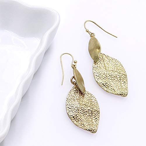 Pomina Gold Silver Filigree Leaf Chic Dangle Drop Earring for Women
