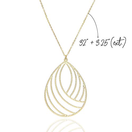 POMINA Gold Silver Geometric Filigree Pendent Long Necklace Casual Sweater Gold Chain Necklaces for Women