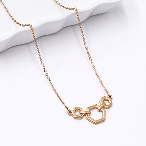 Pomina Dainty Gold Beehive Honeycomb Necklace Geometric Hexagon Cut Out Necklace for Women Teen Girls