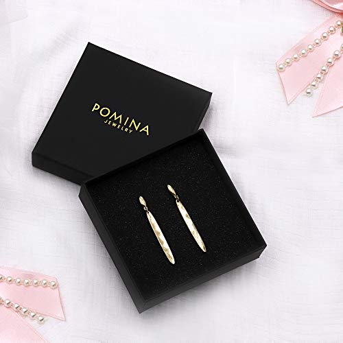 Pomina Lightly Hammered Long Oval Linear Post Drop Earrings