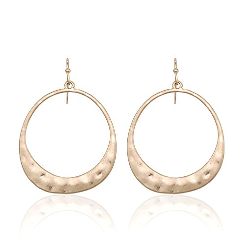 Pomina Hammered Geometric Circle Drop Earrings for Women