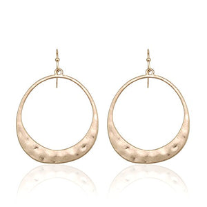 Pomina Hammered Geometric Circle Drop Earrings for Women
