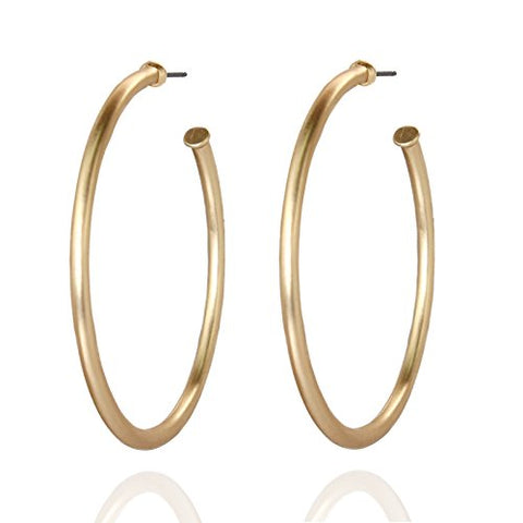 Pomina Tubular Open Round Classic Matte Gold Hoop Earrings for Women