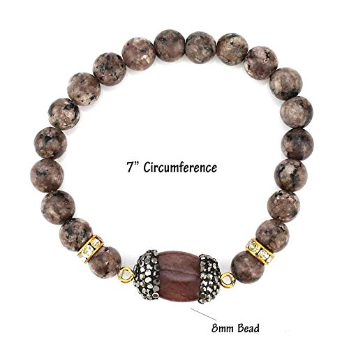 POMINA Genuine Natural Gemstone Beaded Stretch Bracelet Chakra Healing Bracelet Crystal Yoga Bracelet for Women