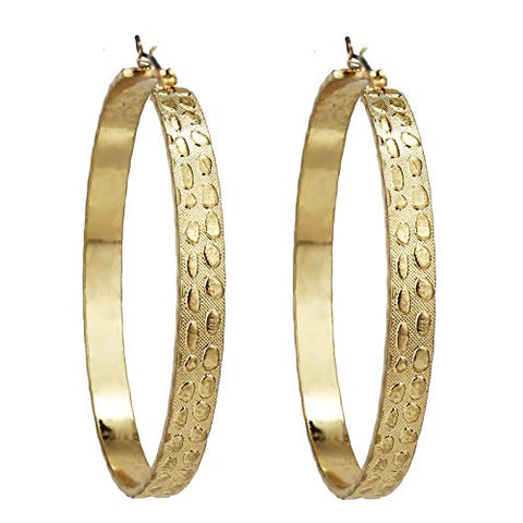 Pomina Classic Large Animal Print Gold Hoop Earrings for Women