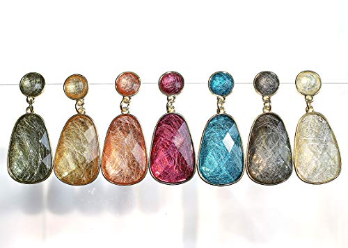 Pomina Colorful Geometric Faceted Crystal Glass Dangle Drop Earrings, Fashion Statement Resin Oval Teardrop Earrings for Women