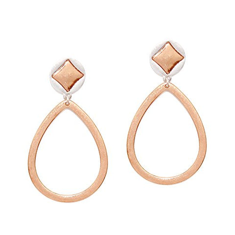 Pomina Two Tone Teardrop Post Drop Earrings for Women