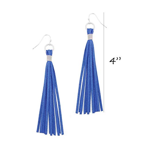 Pomina Lightweight Colorful Suede Tassel Dangle Drop Earrings for Women Teen