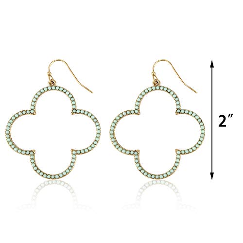 Pomina Quatrefoil Clover Drop Earrings for Women