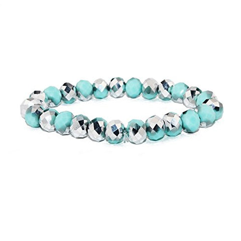 POMINA Hand Faceted Colored Crystal Glass Beaded Stretch Bracelet for Women Teen Girls