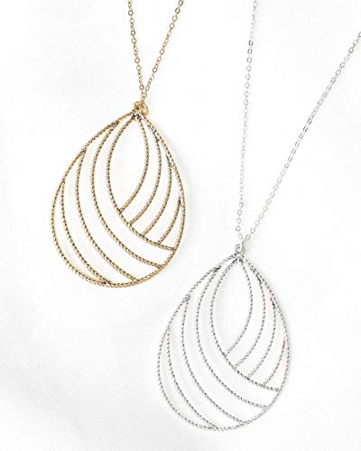POMINA Gold Silver Geometric Filigree Pendent Long Necklace Casual Sweater Gold Chain Necklaces for Women