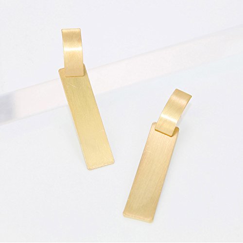 Pomina Satin Finished Rectangle Bar Post Drop Earrings for Women