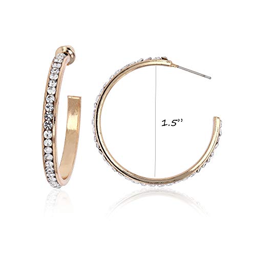 Pomina Crystal Pave CZ Classic Gold Hoop Earrings Cubic Zirconia Hoop Earrings for Women Girls Teens