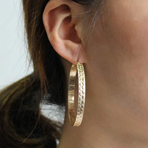 Pomina Classic Large Animal Print Gold Hoop Earrings for Women