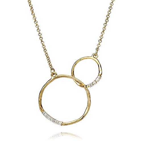 POMINA Infinity Linked Rings Short Necklace Geometric Two Circle Double Rings Necklace for Women