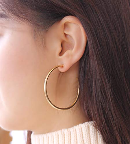 Pomina Tubular Open Round Classic Matte Gold Hoop Earrings for Women