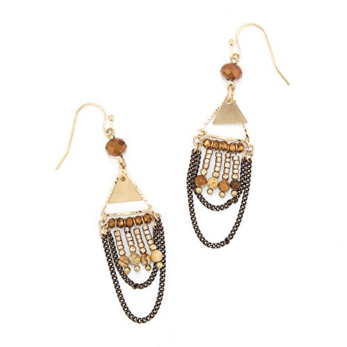Pomina Seed Beaded Tassel Chain Chandelier Egyptian Drop Earrings