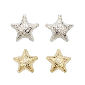 Pomina Gold and Silver Twinkle Star Post Earrings, 2 Sets