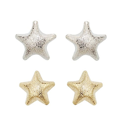 Pomina Gold and Silver Twinkle Star Post Earrings, 2 Sets