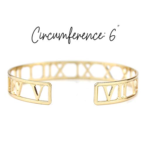 POMINA Roman Numerals Bangle Bracelet for Women Gold Silver Fashion Bar Cuff Bangle Bracelet