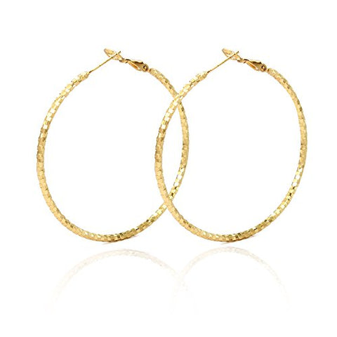 Pomina Textured Gold Silver Hoop Earrings for Women Teen Girls