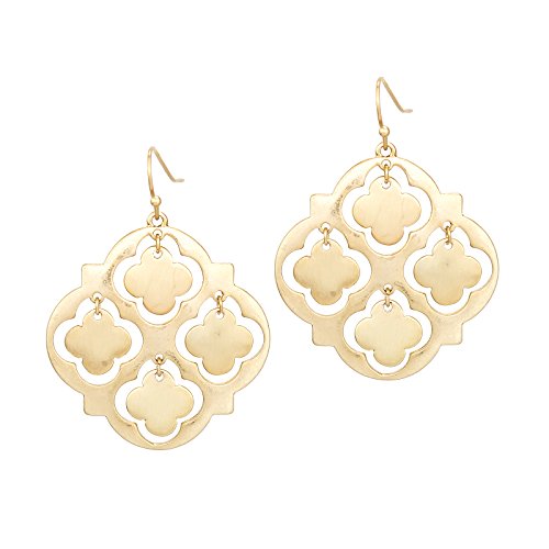 Pomina Clover Cutout Quatrefoil Drop Earrings for Women