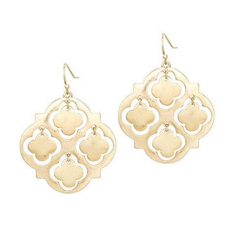 Pomina Clover Cutout Quatrefoil Drop Earrings for Women