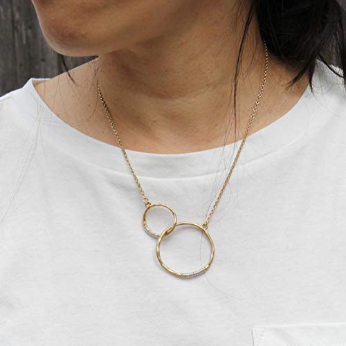 POMINA Infinity Linked Rings Short Necklace Geometric Two Circle Double Rings Necklace for Women