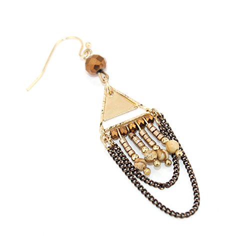 Pomina Seed Beaded Tassel Chain Chandelier Egyptian Drop Earrings