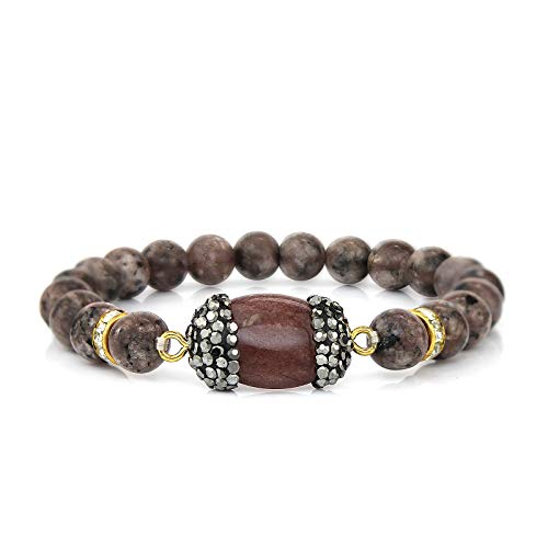 POMINA Genuine Natural Gemstone Beaded Stretch Bracelet Chakra Healing Bracelet Crystal Yoga Bracelet for Women