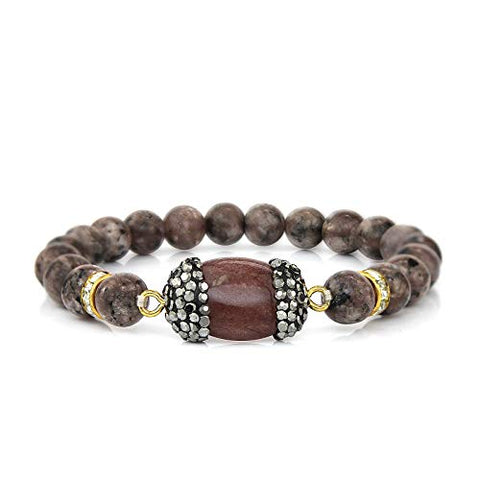 POMINA Genuine Natural Gemstone Beaded Stretch Bracelet Chakra Healing Bracelet Crystal Yoga Bracelet for Women
