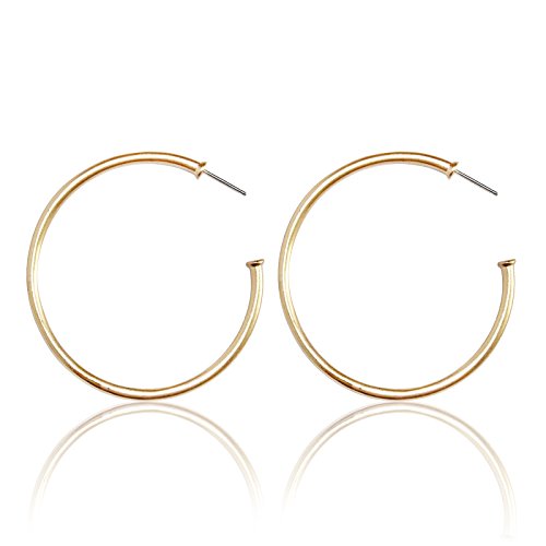 Pomina Tubular Open Round Classic Matte Gold Hoop Earrings for Women