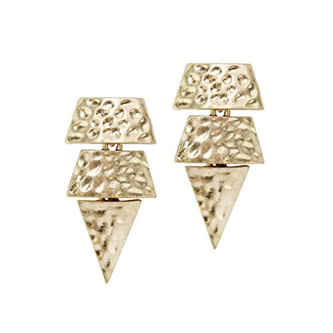 Pomina Hammered Geometric Polygon Shapes Post Drop Earrings