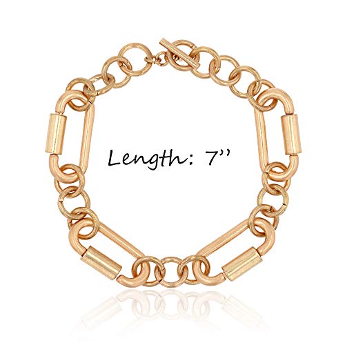 POMINA Carabiner Cable Link Chain Bracelet Gold Cuban Chain Toggle Charm Bracelet for Women Men